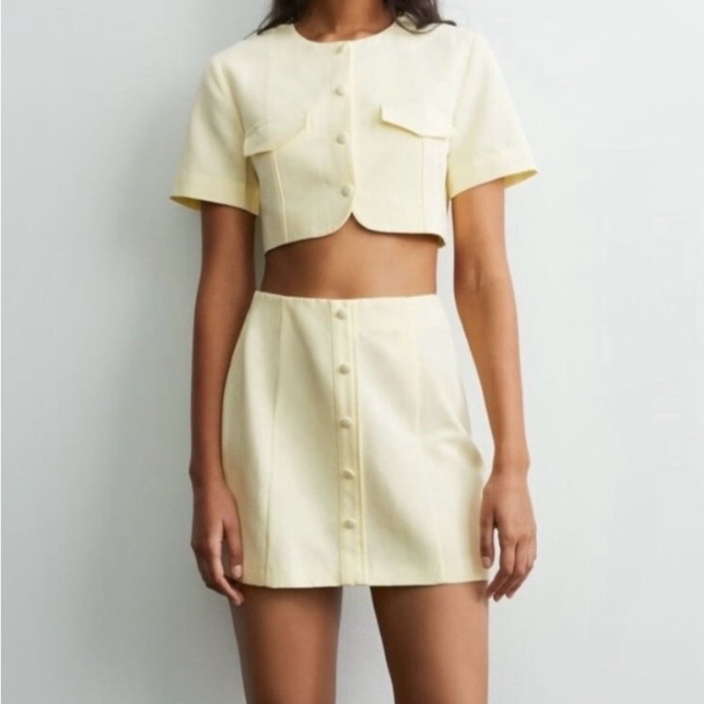 Zara Cropped Button-Front Jacket and Skirt Set